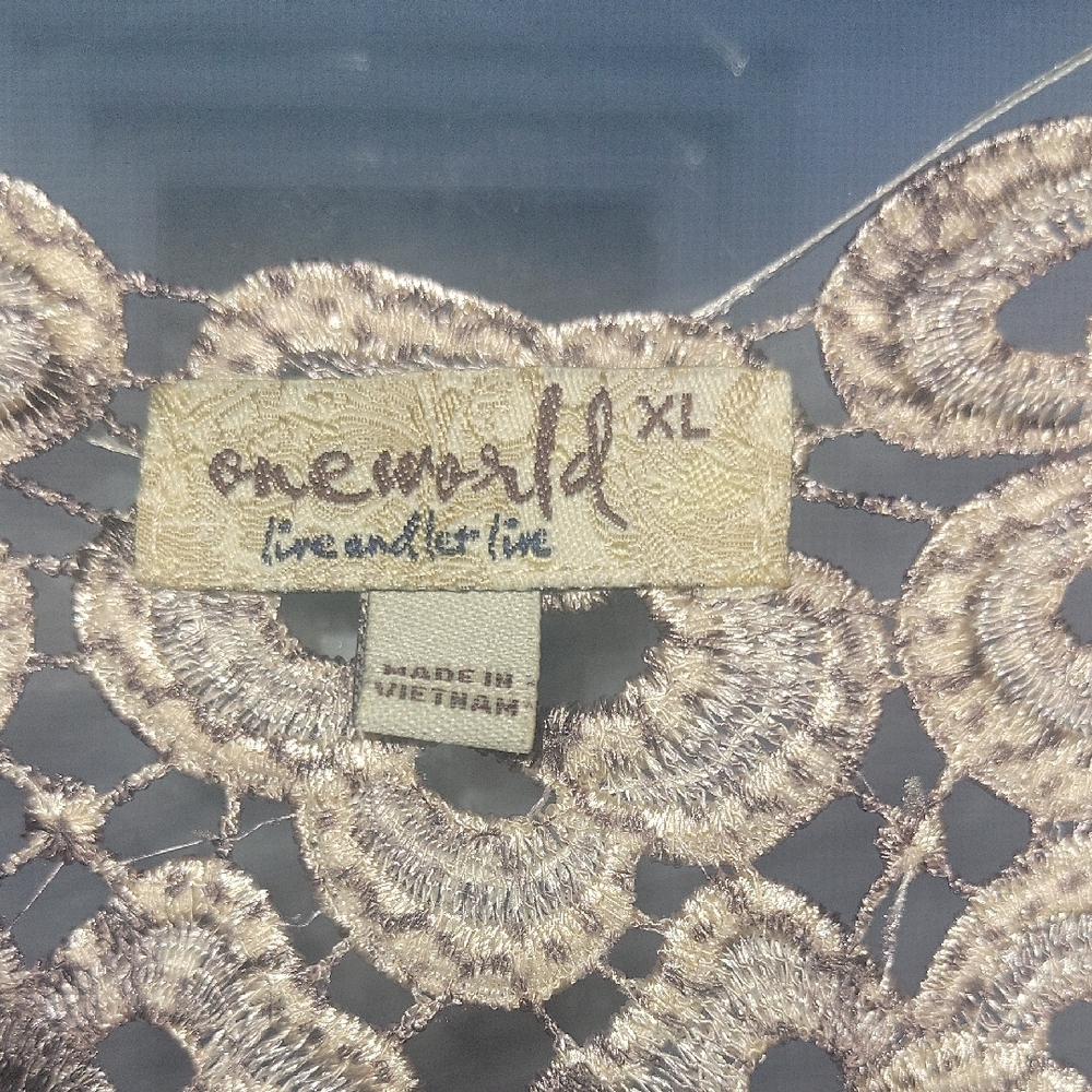 ONE WORLD Beige Lace Blouse